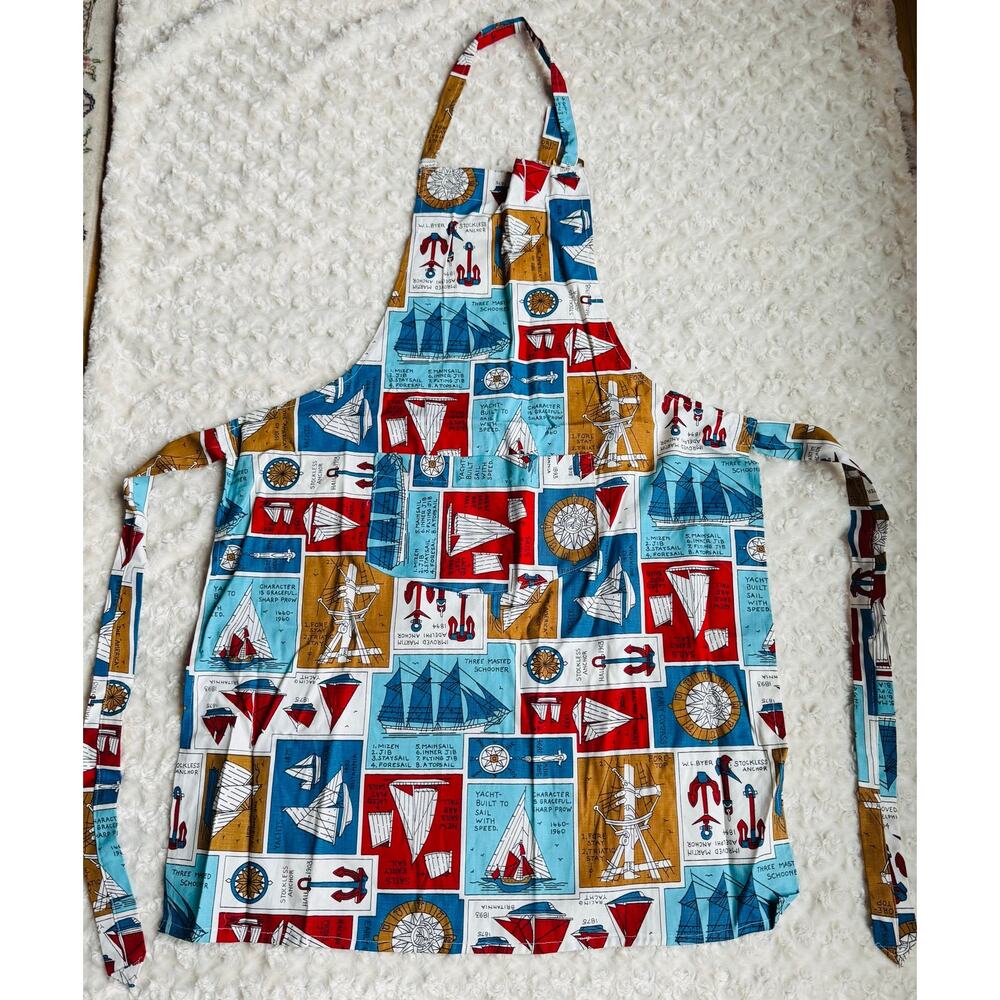 Nautical Red White & Blue American Sailor Sailboat Yacht Anchor Apron
